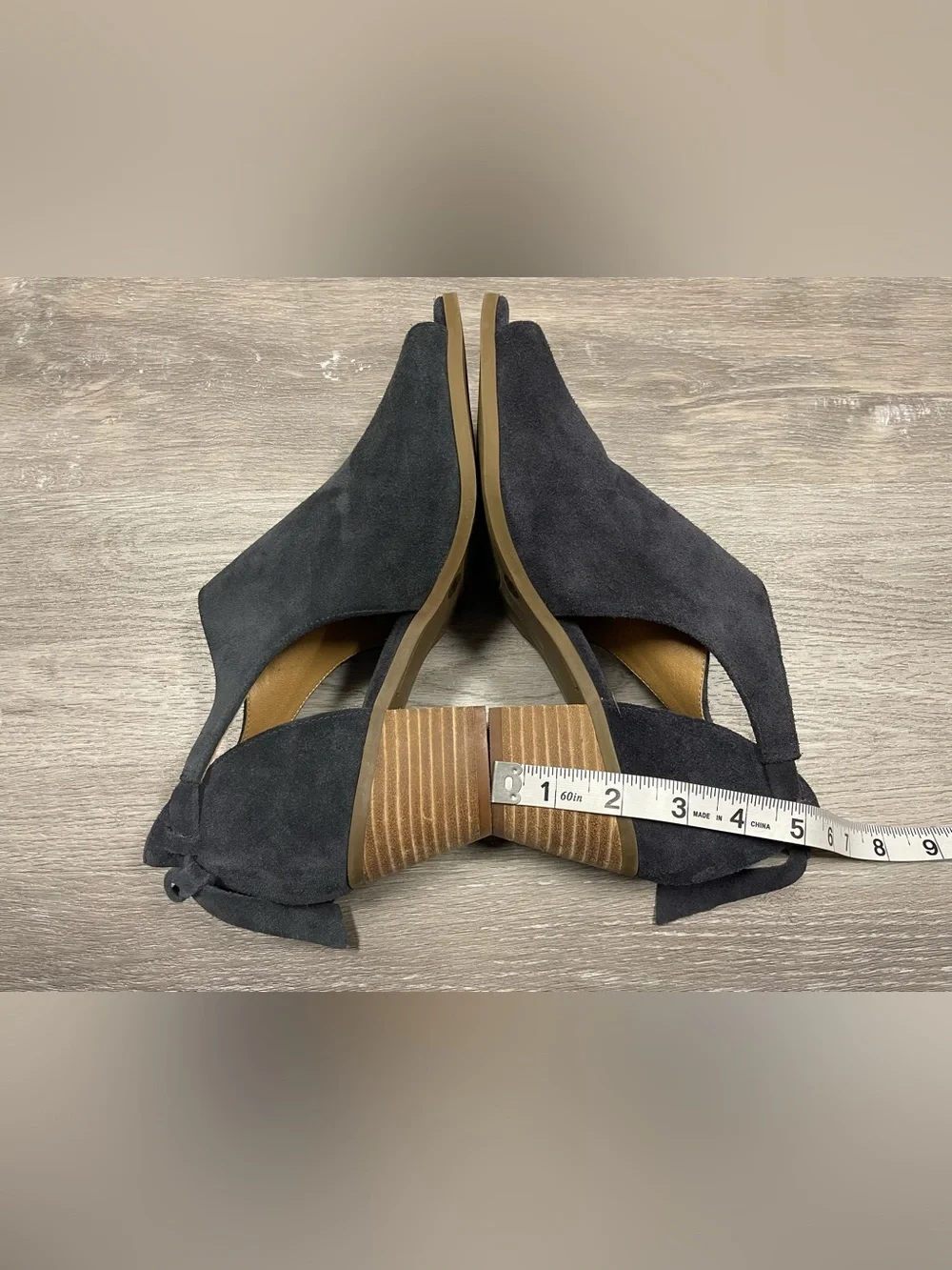 Lucky Brand Blue Suede Peep Toe Ankle Booties 8M Wrap Strap Heels LP-BETSEE